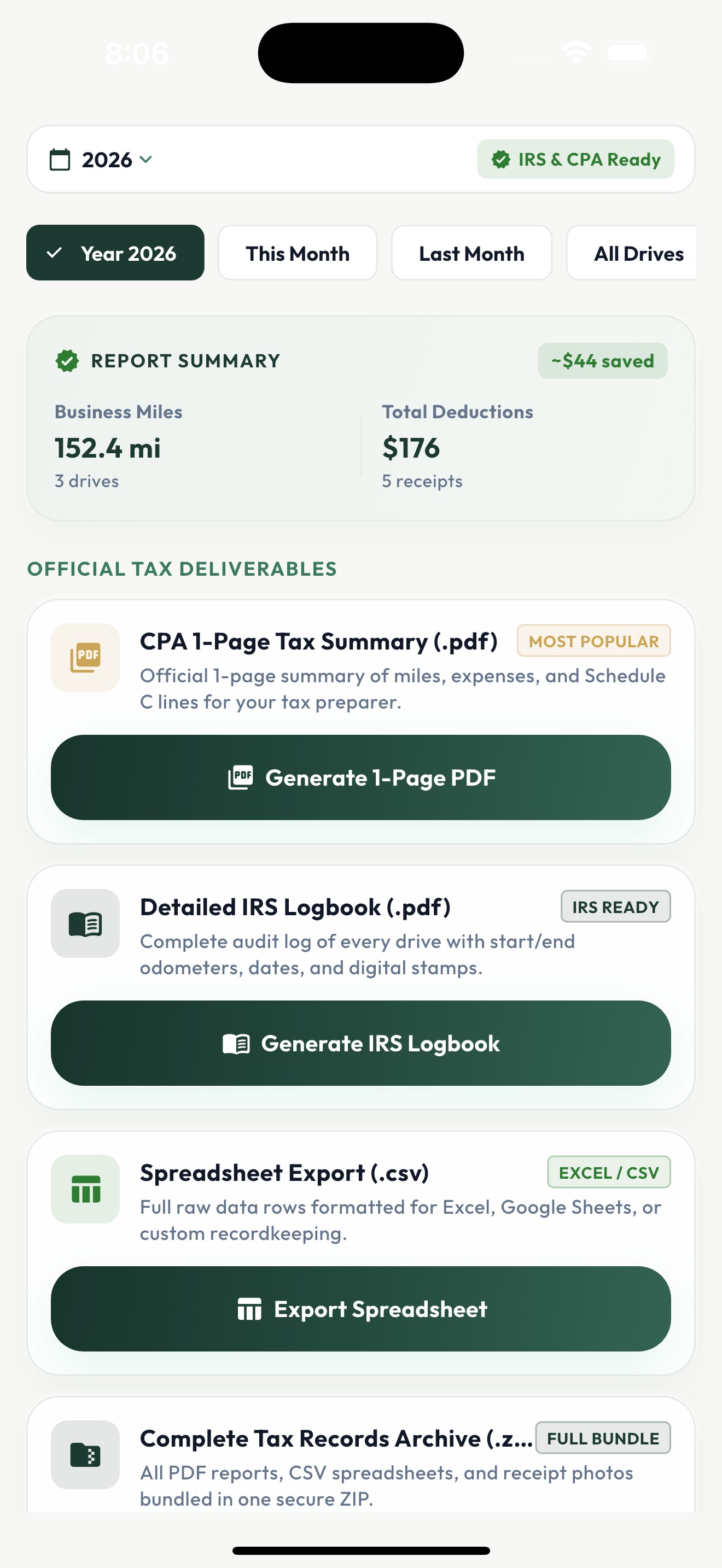 1-Page Schedule C CPA Export